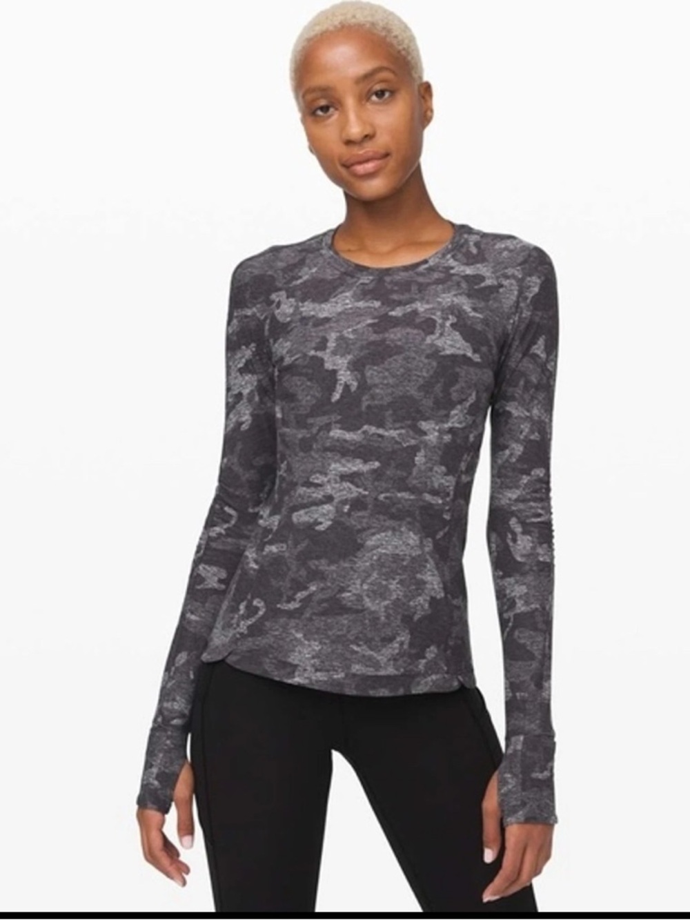 lululemon athletica Women's Runderful Long Sleeve Heather Charcoal Camo
